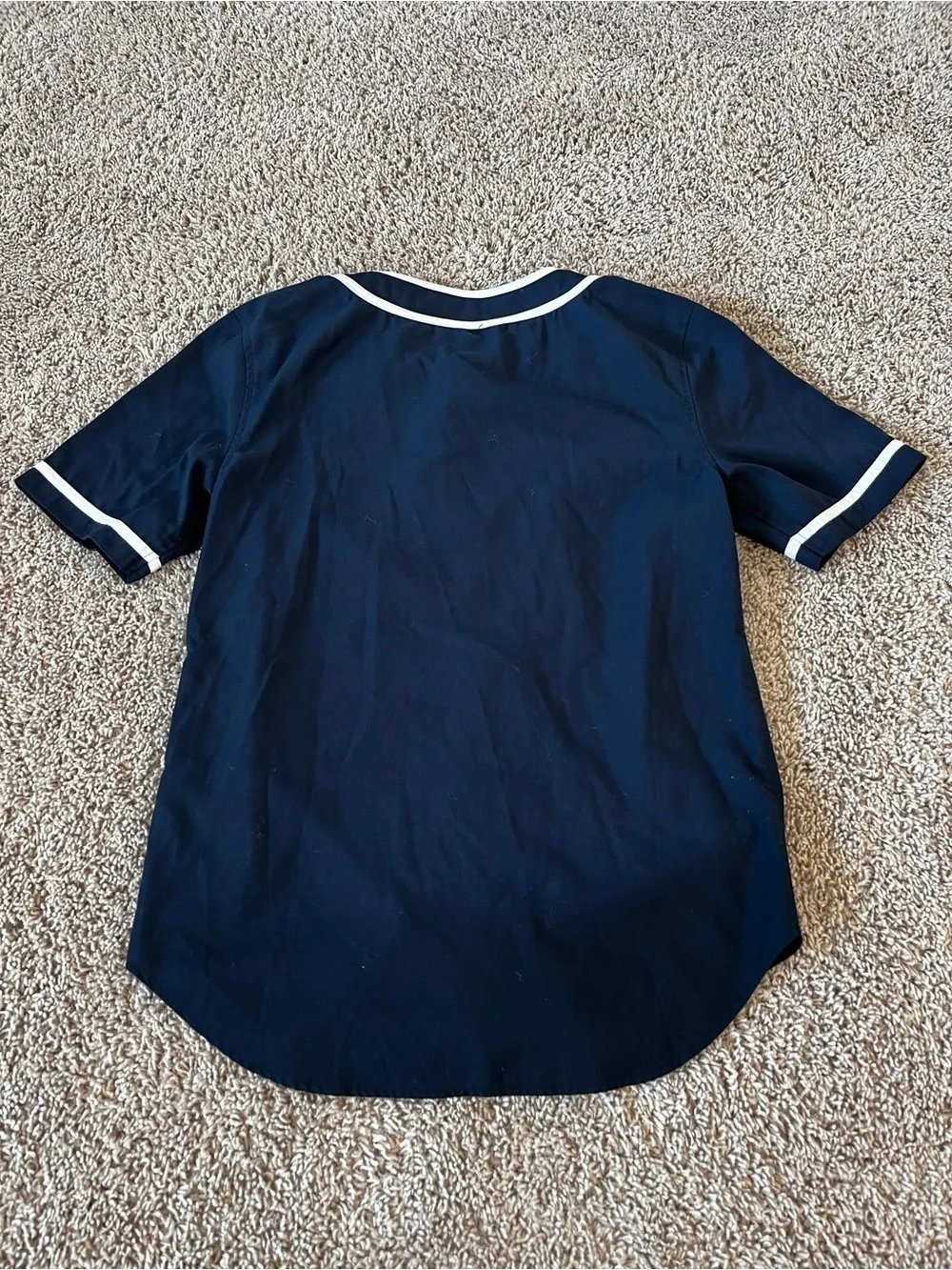 Divided Navy and White Baseball Jersey Top for Kids